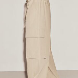 Beige Wide-Leg Cargo Pants with Utility Pockets